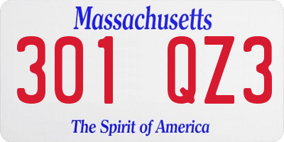 MA license plate 301QZ3