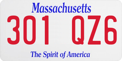 MA license plate 301QZ6