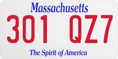 MA license plate 301QZ7