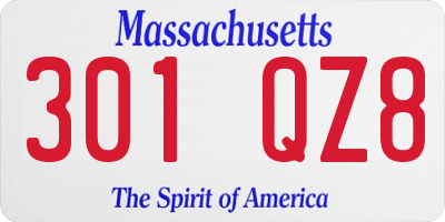MA license plate 301QZ8