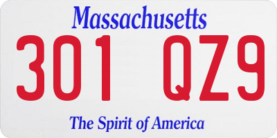 MA license plate 301QZ9