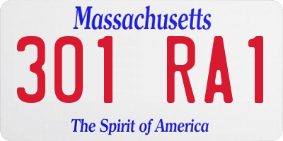 MA license plate 301RA1