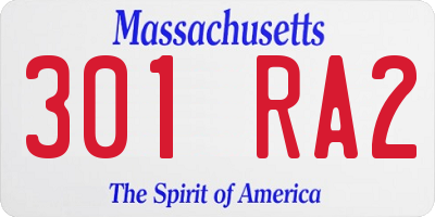 MA license plate 301RA2