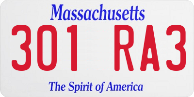 MA license plate 301RA3
