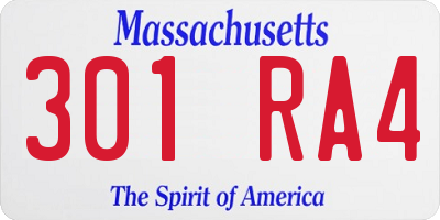 MA license plate 301RA4