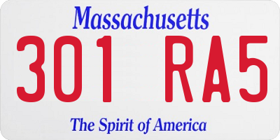 MA license plate 301RA5
