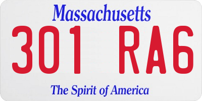 MA license plate 301RA6
