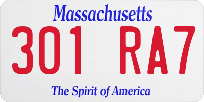 MA license plate 301RA7