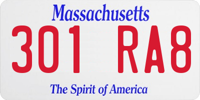 MA license plate 301RA8