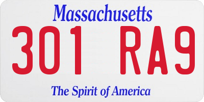 MA license plate 301RA9