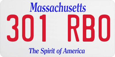 MA license plate 301RB0