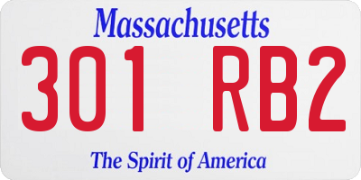 MA license plate 301RB2