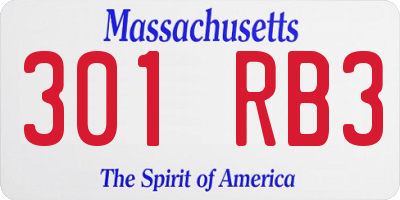 MA license plate 301RB3