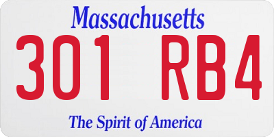 MA license plate 301RB4