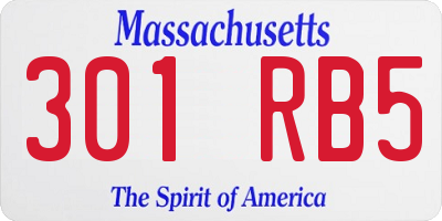MA license plate 301RB5