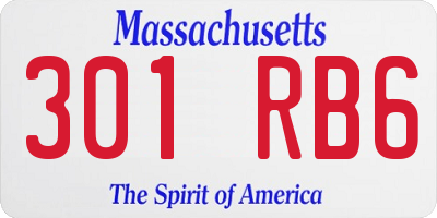 MA license plate 301RB6