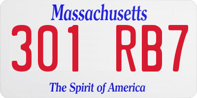 MA license plate 301RB7