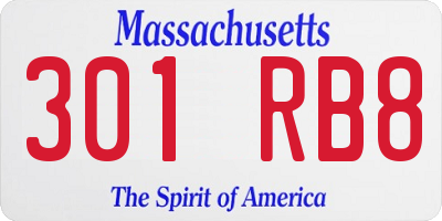 MA license plate 301RB8