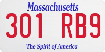 MA license plate 301RB9