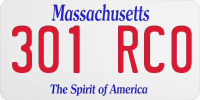 MA license plate 301RC0