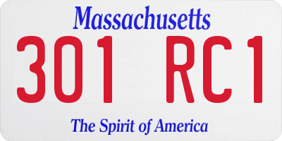 MA license plate 301RC1