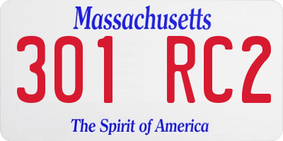 MA license plate 301RC2