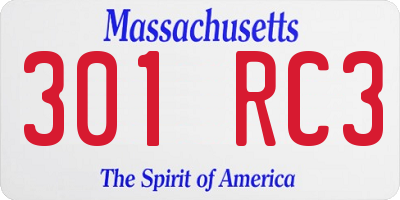 MA license plate 301RC3