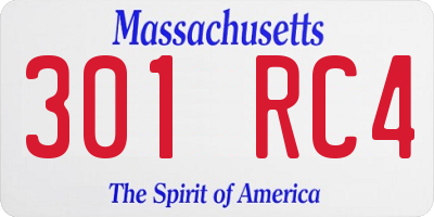 MA license plate 301RC4