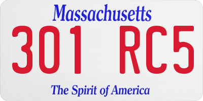 MA license plate 301RC5