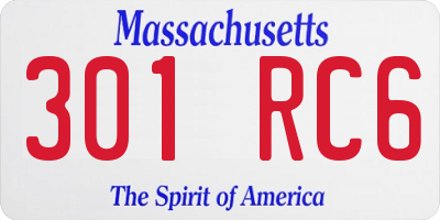MA license plate 301RC6