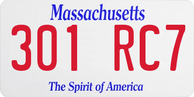 MA license plate 301RC7