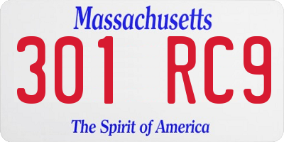 MA license plate 301RC9