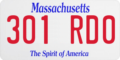 MA license plate 301RD0