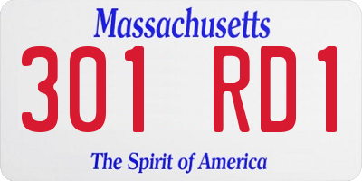 MA license plate 301RD1