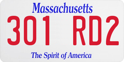 MA license plate 301RD2