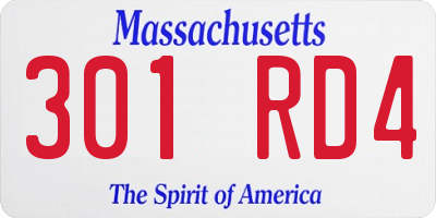 MA license plate 301RD4