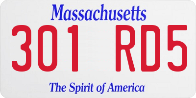 MA license plate 301RD5