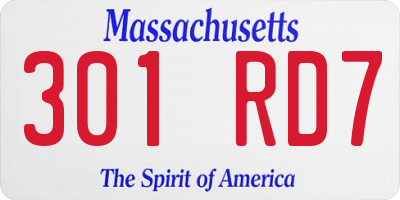 MA license plate 301RD7