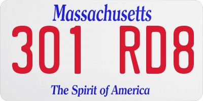 MA license plate 301RD8