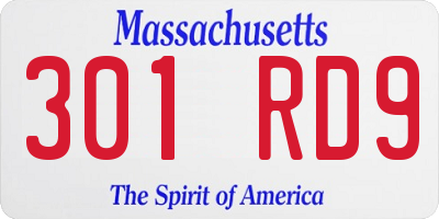 MA license plate 301RD9