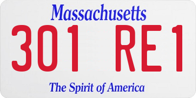 MA license plate 301RE1