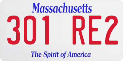 MA license plate 301RE2