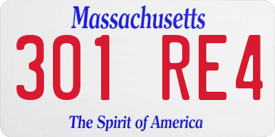 MA license plate 301RE4