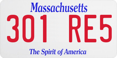MA license plate 301RE5