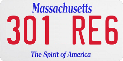 MA license plate 301RE6
