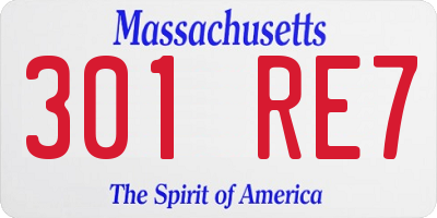 MA license plate 301RE7