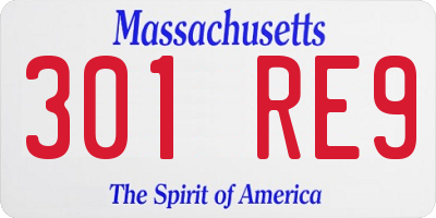 MA license plate 301RE9