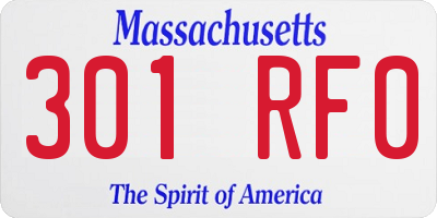 MA license plate 301RF0