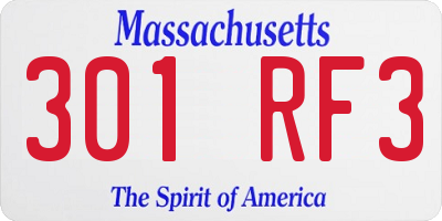 MA license plate 301RF3