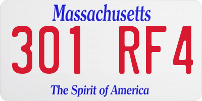MA license plate 301RF4